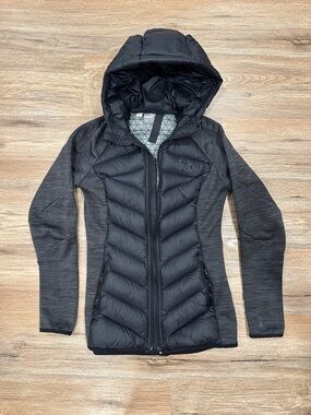 Puma Black and Grey Quilted Hooded Hybrid Puffer Jacket